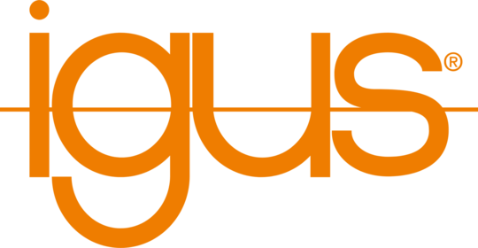 Logotipo igus, guias e componentes lineares